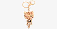 Load image into Gallery viewer, Rhinestone Cat Keychain in 18K Gold Plating