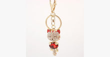 Load image into Gallery viewer, Rhinestone Cat Keychain in 18K Gold Plating