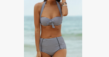 Load image into Gallery viewer, White Black Striped Bikini - FREE SHIP DEALS