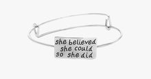 Load image into Gallery viewer, She Believed Adjustable Charm Bangle