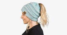 Load image into Gallery viewer, Soft Knit Ponytail Beanie