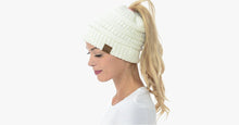 Load image into Gallery viewer, Soft Knit Ponytail Beanie