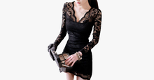 Load image into Gallery viewer, Sexy Flower Scalloped V Neck Lace Dress