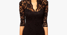 Load image into Gallery viewer, Sexy Flower Scalloped V Neck Lace Dress