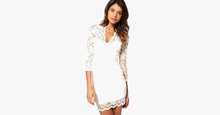 Load image into Gallery viewer, Sexy Flower Scalloped V Neck Lace Dress