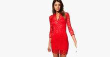 Load image into Gallery viewer, Sexy Flower Scalloped V Neck Lace Dress