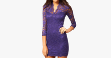 Load image into Gallery viewer, Sexy Flower Scalloped V Neck Lace Dress