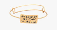 Load image into Gallery viewer, She Believed Adjustable Charm Bangle