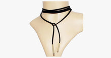 Load image into Gallery viewer, Black Thin Leather Strap Choker Necklace - FREE SHIP DEALS
