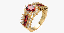 Load image into Gallery viewer, Gold Plated Crimson Garnet Ring - FREE SHIP DEALS