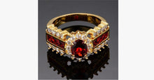 Load image into Gallery viewer, Gold Plated Crimson Garnet Ring - FREE SHIP DEALS