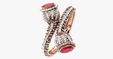 Load image into Gallery viewer, Red Resin Gold Antique Bangle