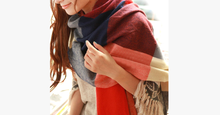 Load image into Gallery viewer, Plaid Style Wool Scarf and Shawl - Assorted Colors