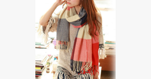 Load image into Gallery viewer, Plaid Style Wool Scarf and Shawl - Assorted Colors