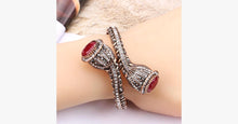 Load image into Gallery viewer, Red Resin Gold Antique Bangle