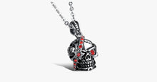 Load image into Gallery viewer, Bloody Stainless Steel and Cubic Zirconia Skull Pendant - FREE SHIP DEALS