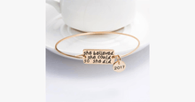 Load image into Gallery viewer, She Believed She Could So She Did Bangle With 2017 Charm