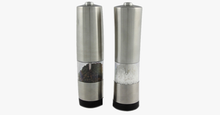 Load image into Gallery viewer, Pair of Brushed Stainless Steel Electric Grinders - Salt &amp; Pepper - FREE SHIP DEALS