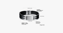 Load image into Gallery viewer, Genuine Leather Bold Men's Stainless Steel Bracelet