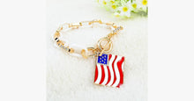 Load image into Gallery viewer, Square American Flag Charm Bracelet