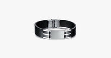 Load image into Gallery viewer, Genuine Leather Bold Men's Stainless Steel Bracelet