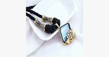 Load image into Gallery viewer, Rose Crystal Black Rope Necklace