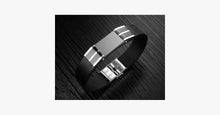Load image into Gallery viewer, Genuine Leather Bold Men's Stainless Steel Bracelet