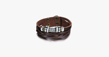 Load image into Gallery viewer, Genuine Leather Heavy Charm Men's Stainless Steel Bracelet