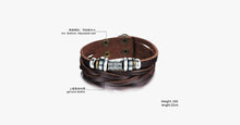 Load image into Gallery viewer, Genuine Leather Heavy Charm Men's Stainless Steel Bracelet