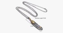 Load image into Gallery viewer, Stainless Steel Double Feather Pendant