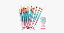 Load image into Gallery viewer, Blue Mermaid Brush Set with FREE Contour Brush - FREE SHIP DEALS