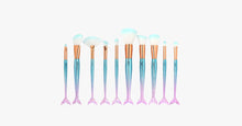 Load image into Gallery viewer, Blue Mermaid Brush Set with FREE Contour Brush - FREE SHIP DEALS
