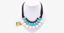 Load image into Gallery viewer, Ribbon Pearl Choker Statement Necklace