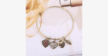 Load image into Gallery viewer, Pink Ribbon Charm Bangle