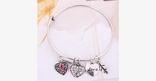 Load image into Gallery viewer, Pink Ribbon Charm Bangle