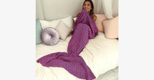 Load image into Gallery viewer, Cozy Cotton-Knit Mermaid Tail Blanket - FREE SHIP DEALS