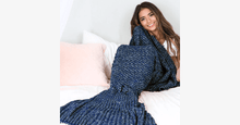 Load image into Gallery viewer, Cozy Cotton-Knit Mermaid Tail Blanket - FREE SHIP DEALS