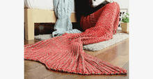 Load image into Gallery viewer, Cozy Cotton-Knit Mermaid Tail Blanket - FREE SHIP DEALS