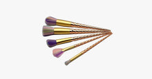Load image into Gallery viewer, 5 Piece Gold Twisted Unicorn Makeup Brush Set - FREE SHIP DEALS