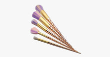 Load image into Gallery viewer, 5 Piece Gold Twisted Unicorn Makeup Brush Set - FREE SHIP DEALS