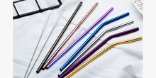 Load image into Gallery viewer, Stainless Steel Straight or Bent Straws (4- or 8-Pack)